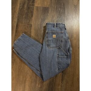 Carhartt Men's Jeans 34x32 Carpenter Style Loose Fit Medium Wash
